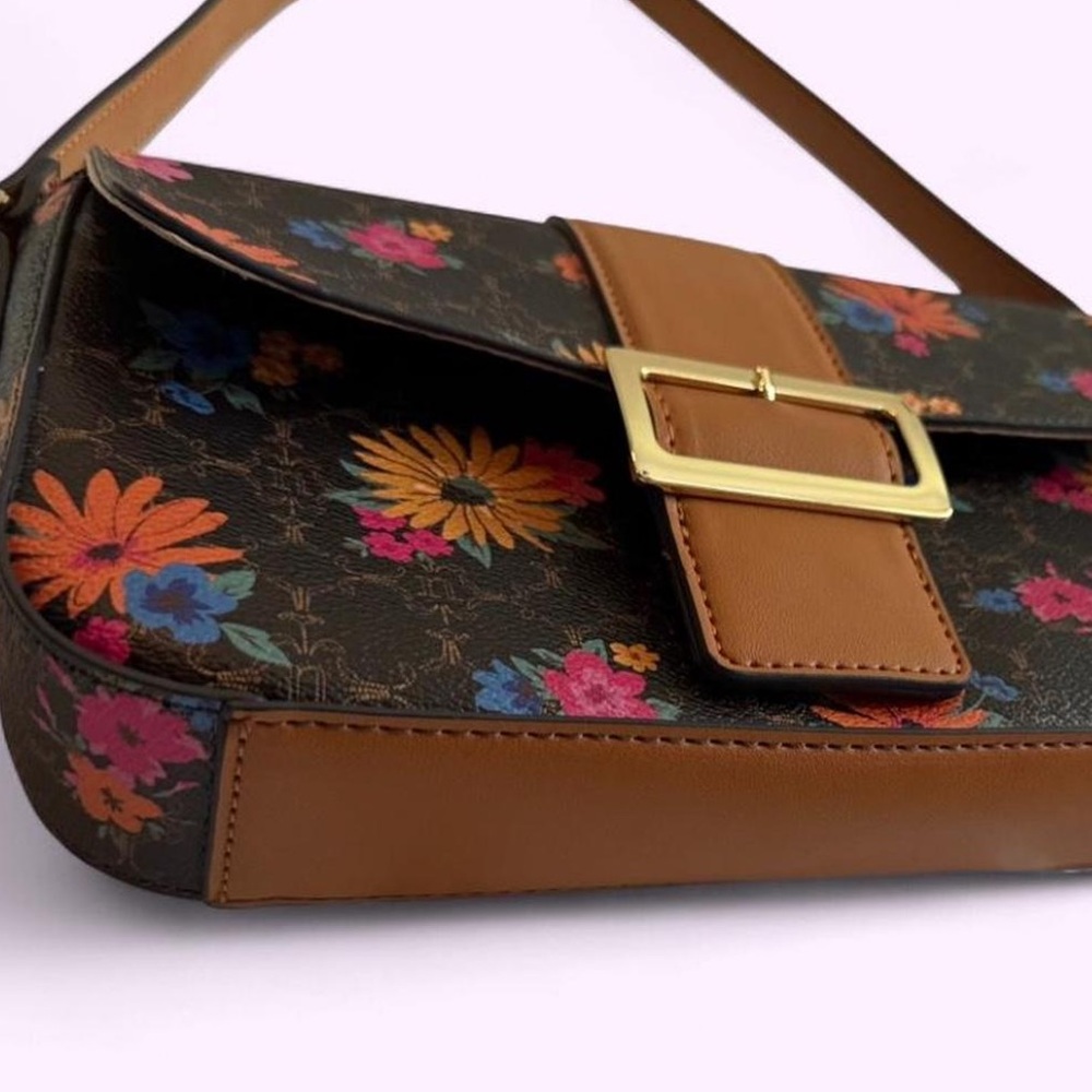 Nanette Lepore Fiona Logo Flap Floral Baguette Shoulder Bag - Picture 6 of 6